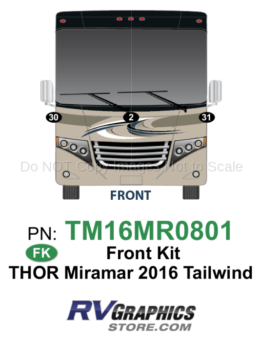 3 Piece 2016 Miramar Tailwind HD Max Front Graphics Kit