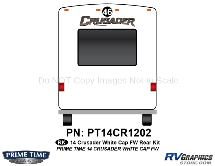 1 Piece 2014 Crusader White Cap Fifth Wheel Rear Graphics Kit