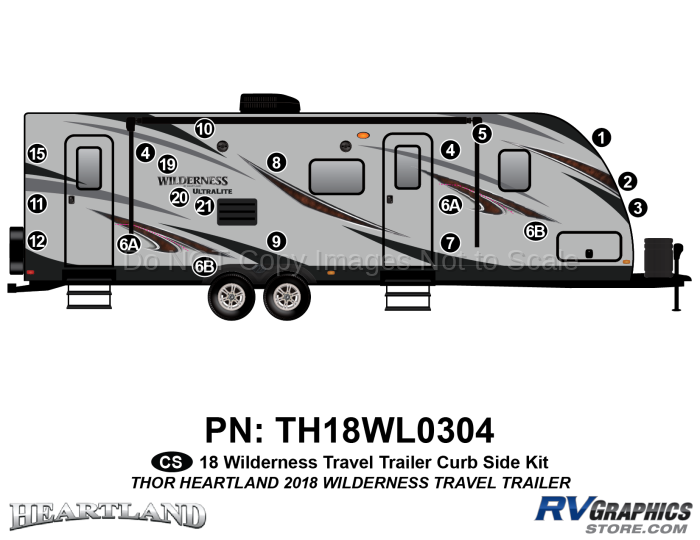 18 Piece 2017 Wilderness Travel Trailer Curbside Graphics Kit
