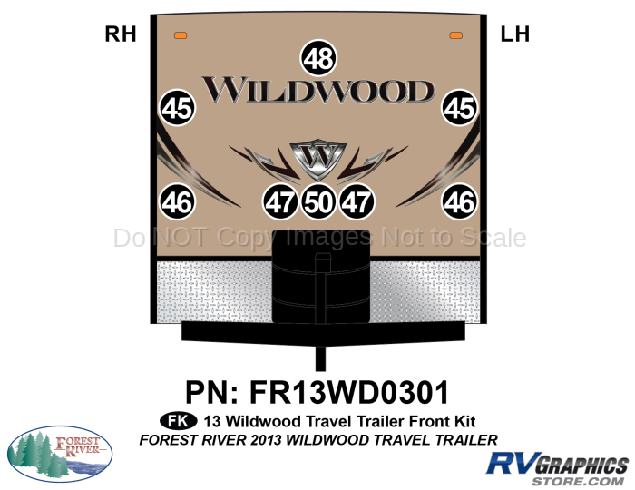 8 Piece 2013 Wildwood Travel Trailer Front Graphics Kit