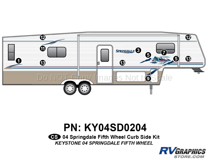 9 Piece 2004 Springdale Fifth Wheel Curbside Graphics Kit