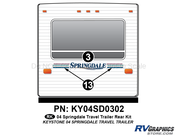 2 Piece 2004 Springdale Travel Trailer Rear Graphics Kit
