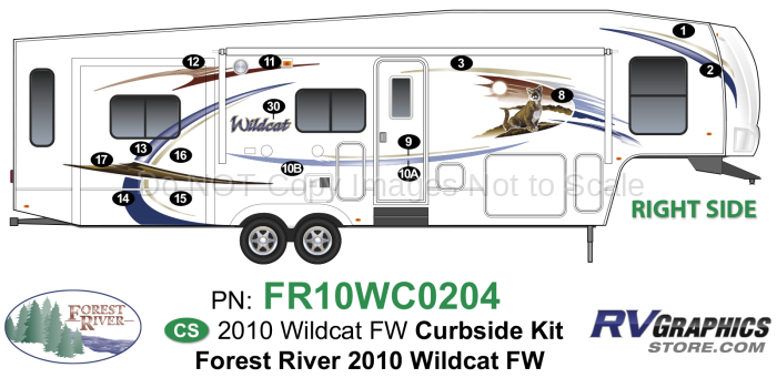 15 Piece 2010 Wildcat Fifth Wheel Curbside Graphics Kit
