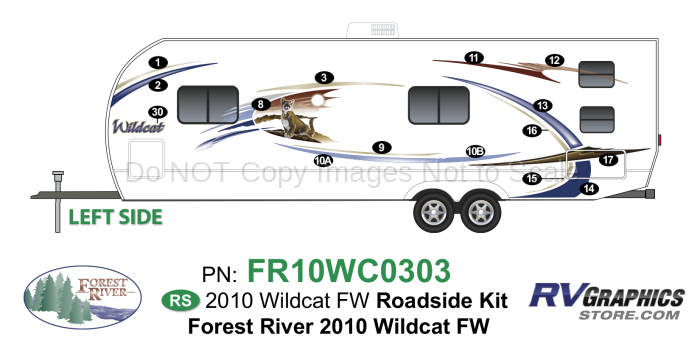 15 Piece 2010 Wildcat Travel Trailer Roadside Graphics Kit