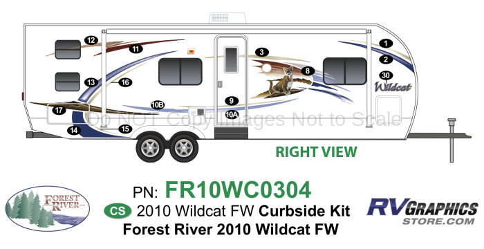 15 Piece 2010 Wildcat Travel Trailer Curbside Graphics Kit