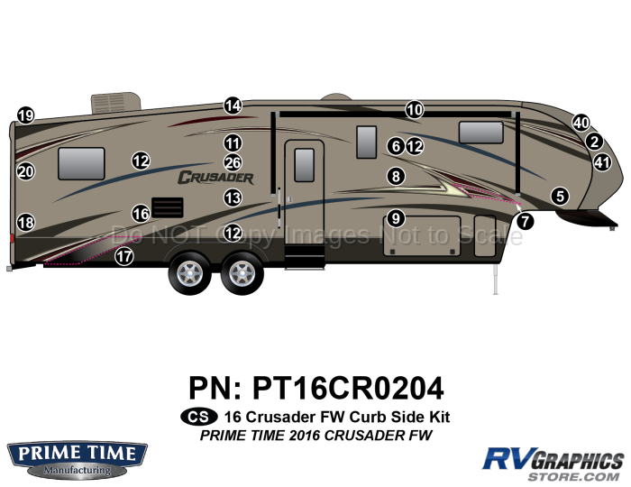 21 Piece 2016 Crusader Fifth Wheel Curbside Graphics Kit