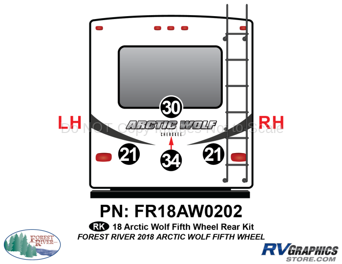 4 Piece 2018 Arctic Wolf Fifth Wheel Rear Graphics Kit