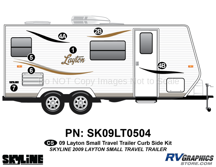 7 Piece 2009 Layton Small Travel Trailer Curbside Graphics Kit