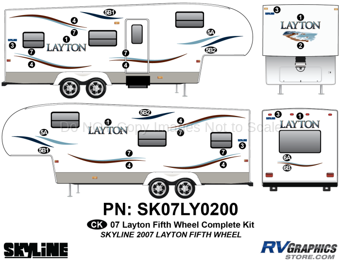 29 Piece 2007 Layton Fifth Wheel Complete Graphics Kit