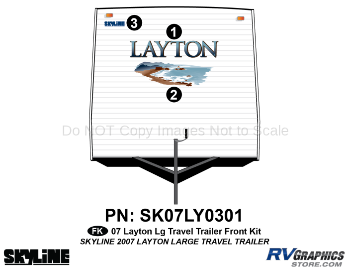 3 Piece 2007 Layton Lg Travel Trailer Front Graphics Kit
