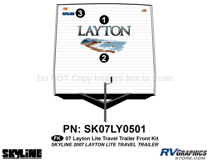 3 Piece 2007 Layton Lite Travel Trailer Front Graphics Kit