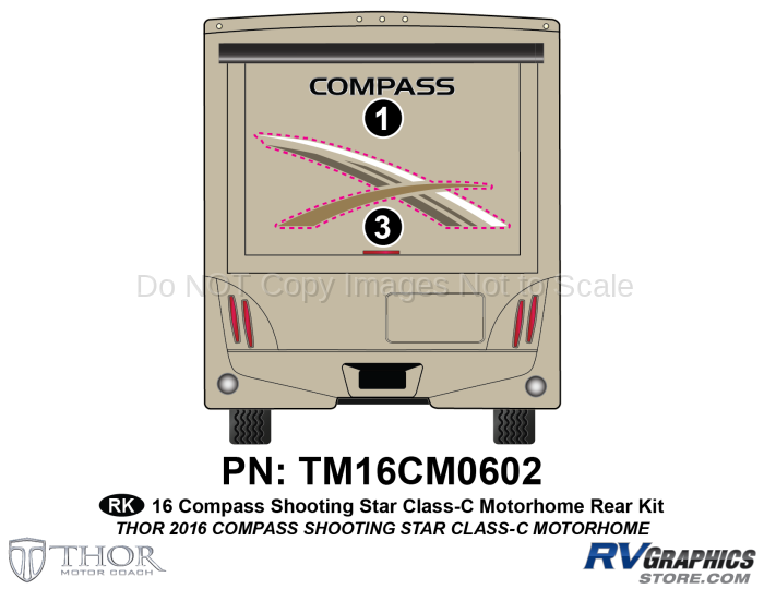 2 Piece 2016 Compass Motorhome Shooting Star Rear Graphics Kit