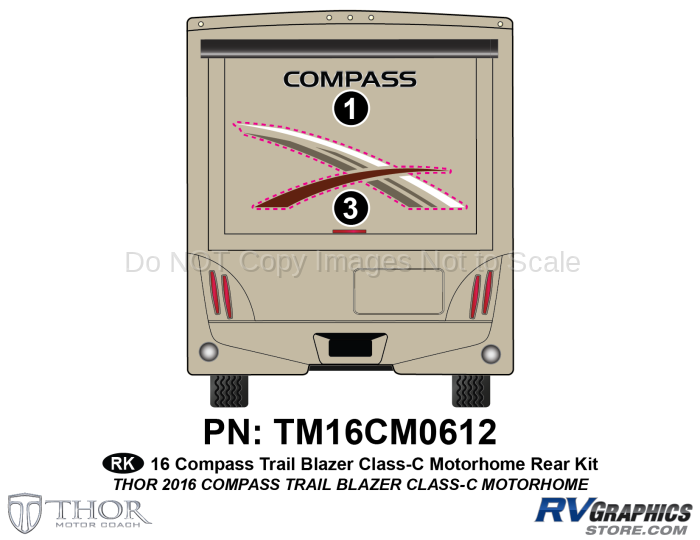 2 Piece 2016 Compass Motorhome Trail Blazer Rear Graphics Kit