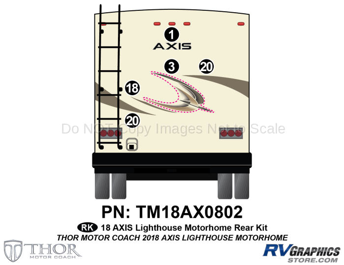 5 Piece 2018 Axis Motorhome Lighthouse Rear Graphics Kit