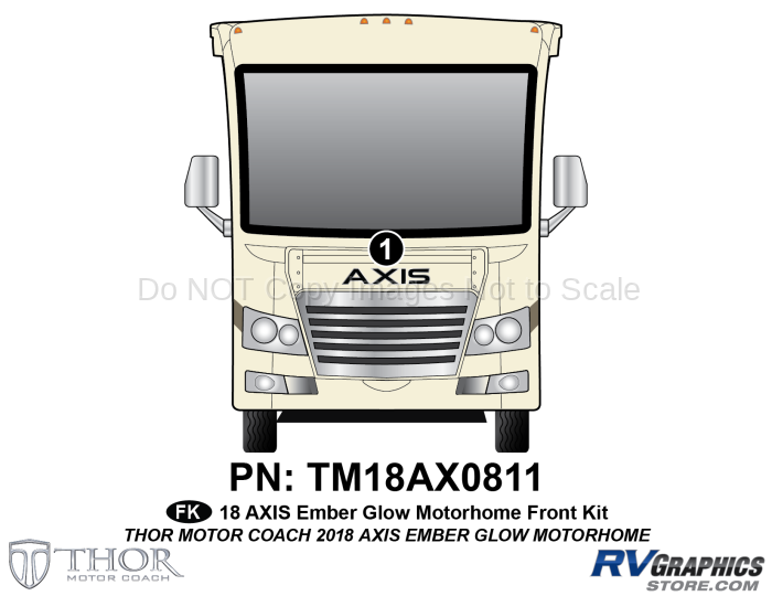 1 Piece 2018 Axis Motorhome Ember Glow Front Graphics Kit