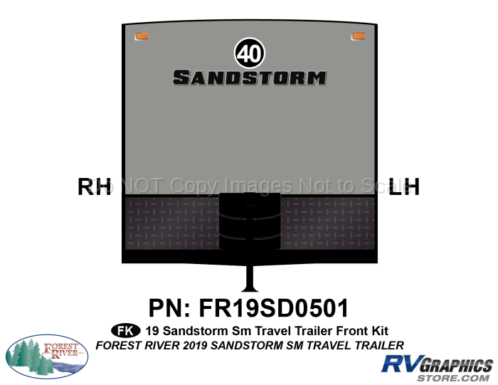 1 Piece 2019 Sandstorm Med Travel Trailer Front Graphics Kit