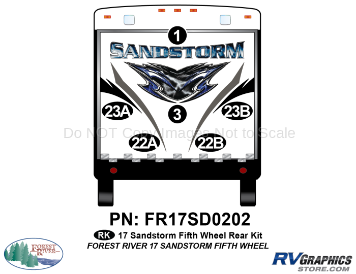 6 Piece 2017 Sandstorm FW Rear Graphics Kit