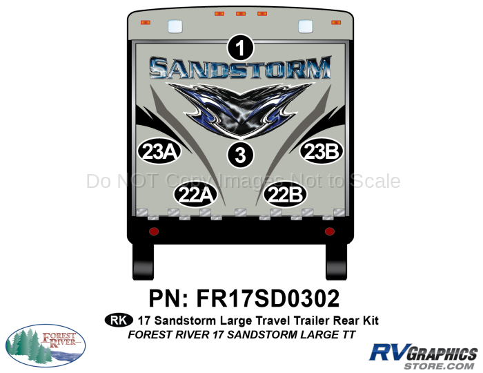 6 Piece 2017 Sandstorm Lg TT Rear Graphics Kit