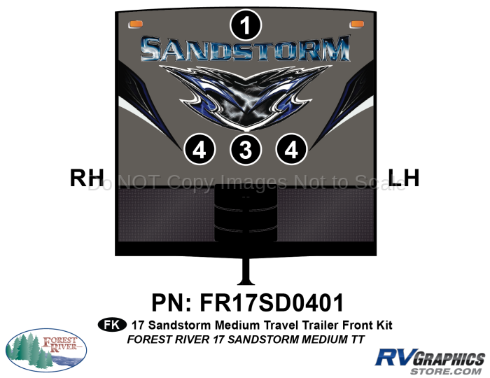 4 Piece 2017 Sandstorm Med TT Front Graphics Kit