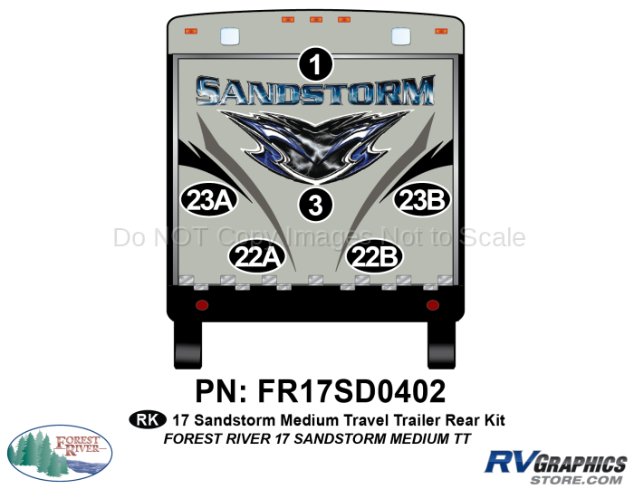 6 Piece 2017 Sandstorm Med TT Rear Graphics Kit
