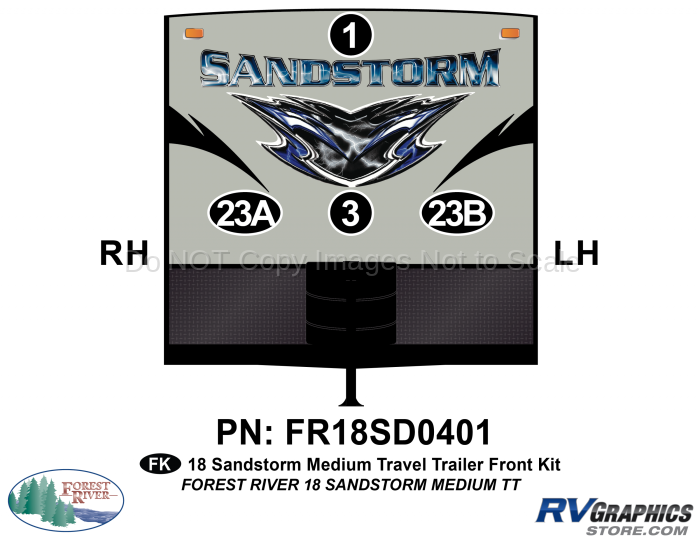 4 Piece 2018 Sandstorm Med TT Front Graphics Kit