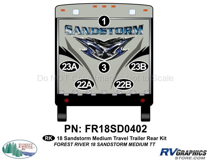 6 Piece 2018 Sandstorm Med TT Rear Graphics Kit