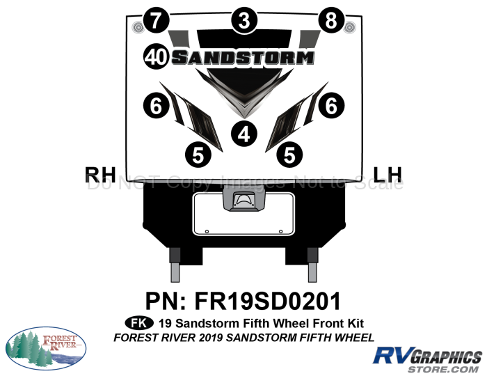 9 Piece 2019 Sandstorm Fifth Wheel Front Graphics Kit