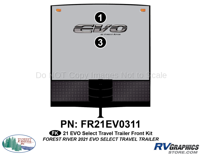 2 Piece 2021 EVO Select Travel Trailer Front Graphics Kit