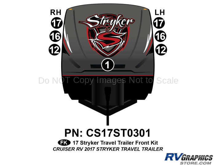 7 Piece 2017 Stryker Travel Trailer Front Graphics Kit