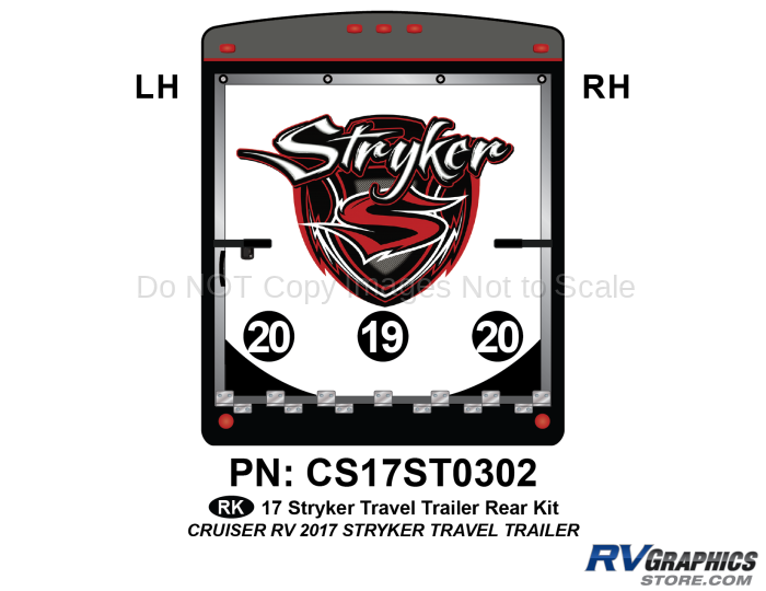 3 Piece 2017 Stryker Travel Trailer Rear Graphics Kit