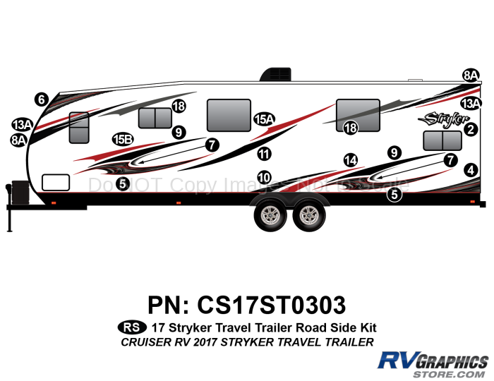 20 Piece 2017 Stryker Travel Trailer Roadside Graphics Kit