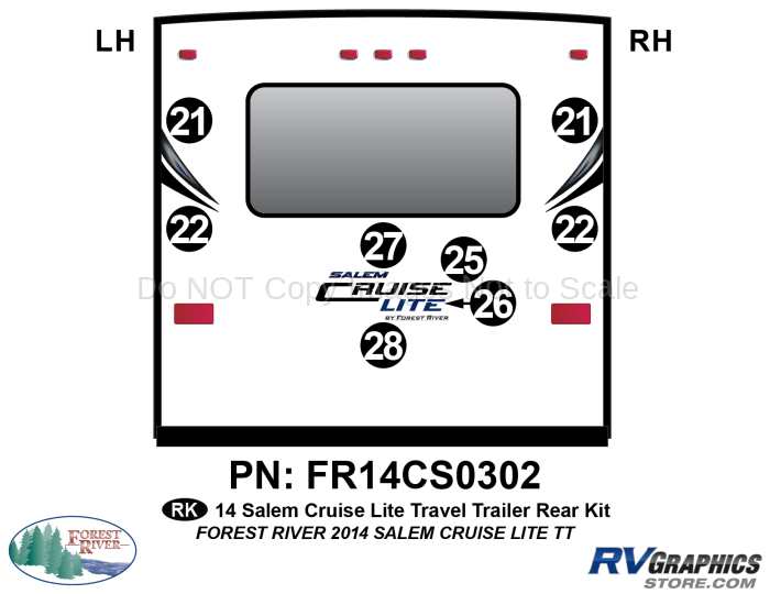 8 Piece 2014 Salem Cruise Lite Travel Trailer Rear Graphics Kit