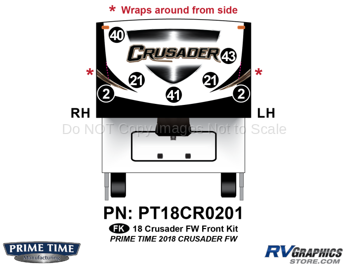 7 Piece 2018 Crusader Fifth Wheel Front Graphics Kit