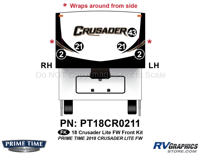 5 Piece 2018 Crusader Lite Fifth Wheel Front Graphics Kit