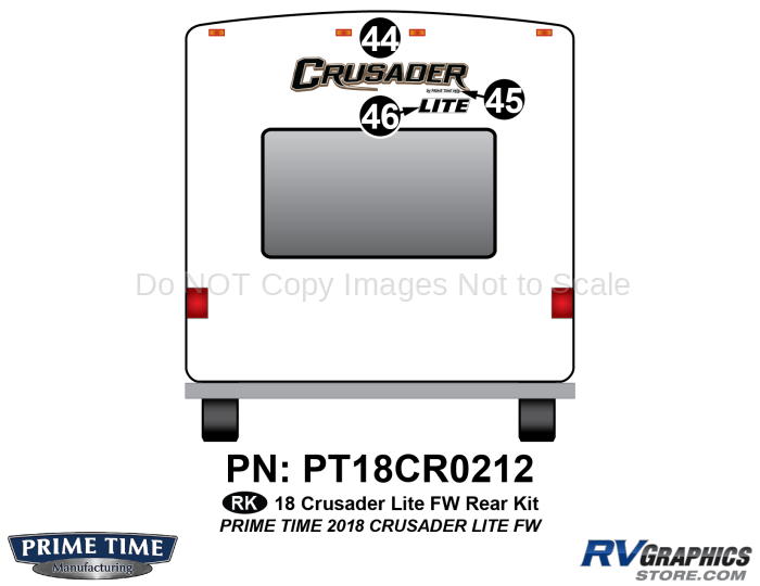 3 Piece 2018 Crusader Lite Fifth Wheel Rear Graphics Kit