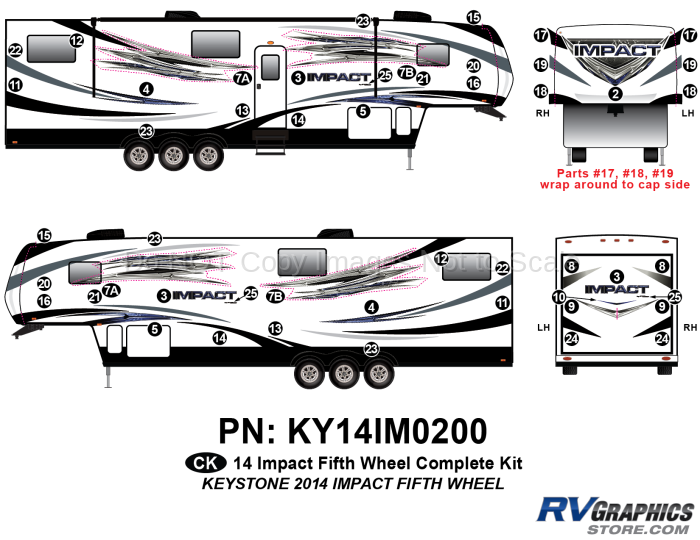 50 Piece 2014 Impact Fifth Wheel Complete Graphics Kit