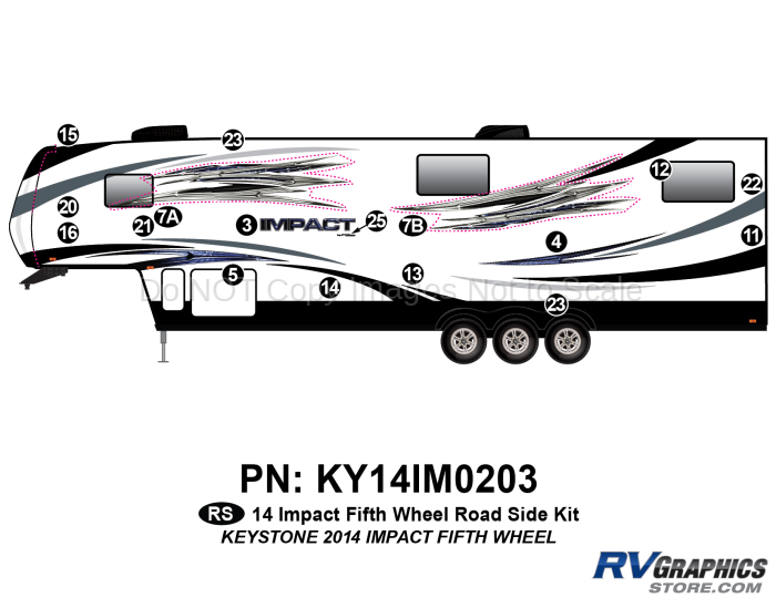 17 Piece 2014 Impact Fifth Wheel Roadside Graphics Kit