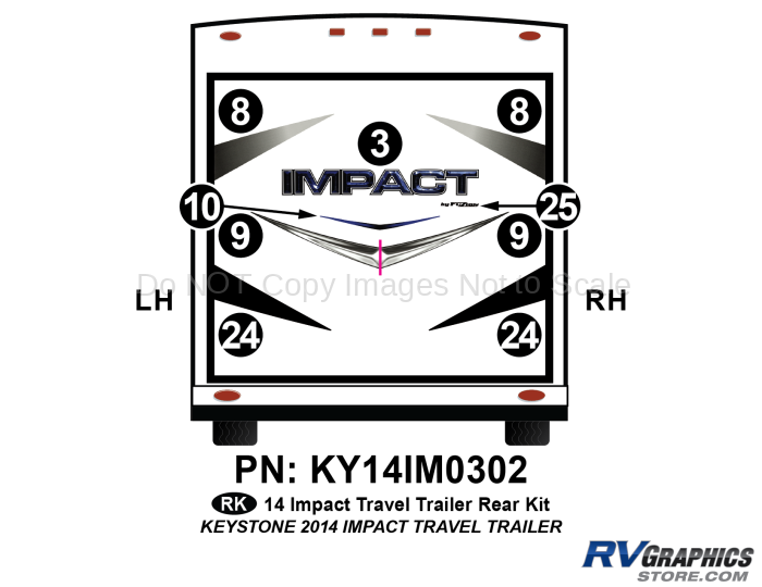 9 Piece 2014 Impact Travel Trailer Rear Graphics Kit