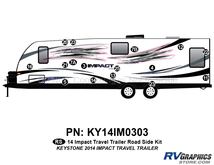 16 Piece 2014 Impact Travel Trailer Roadside Graphics Kit