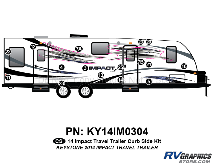 16 Piece 2014 Impact Travel Trailer Curbside Graphics Kit
