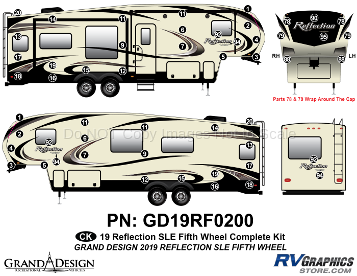 52 Piece 2019 Reflection SLE Fifth Wheel Complete Graphics Kit