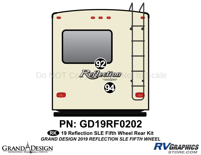 2 Piece 2019 Reflection SLE Fifth Wheel Rear Graphics Kit