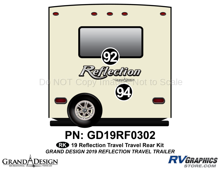 2 Piece 2019 Reflection Travel Trailer Rear Graphics Kit
