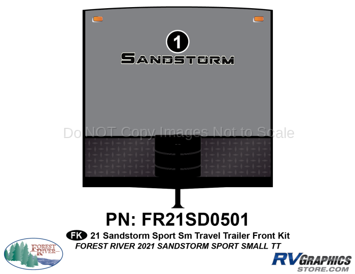 1 Piece 2021 Sandstorm Sport Sm Travel Trailer Front Graphics Kit