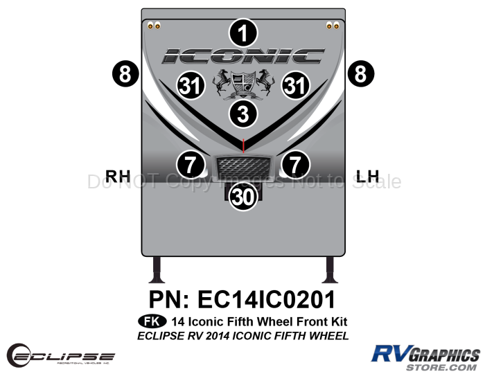 9 Piece 2014 Iconic Fifth Wheel Front Graphics Kit