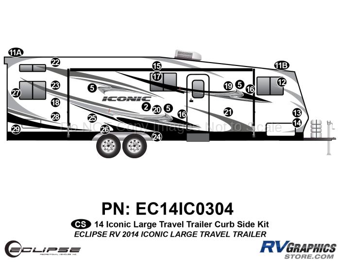 25 Piece 2014 Iconic Lg Travel Trailer Curbside Graphics Kit