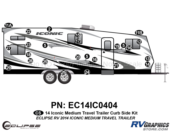 25 Piece 2014 Iconic Med Travel Trailer Curbside Graphics Kit