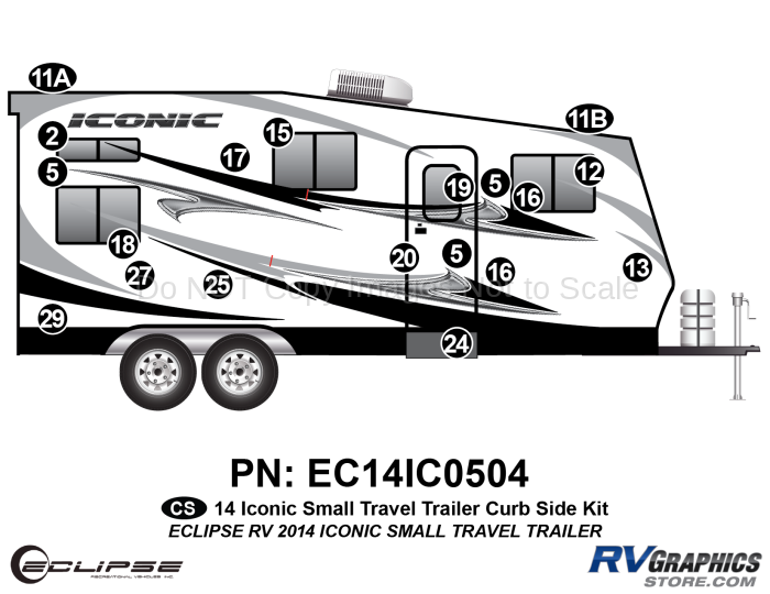 19 Piece 2014 Iconic Small Travel Trailer Curbside Graphics Kit