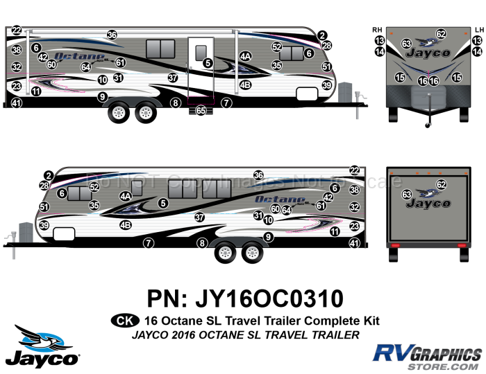 69 Piece 2016 Octane Travel Trailer Metal Wall Complete Graphics Kit