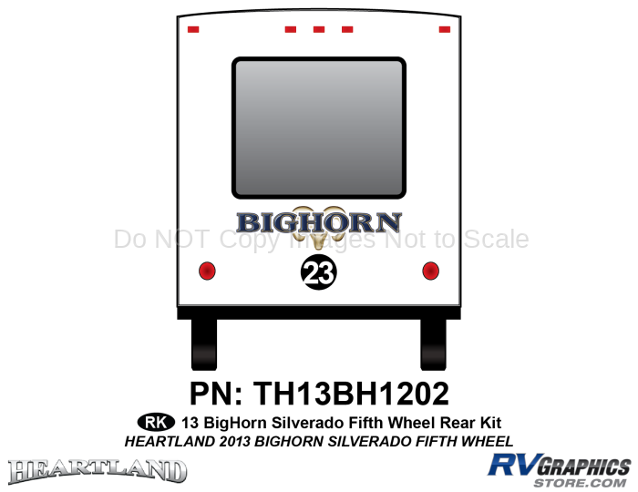 1 Piece 2013 Bighorn Silverado Fifth Wheel Rear Graphics Kit